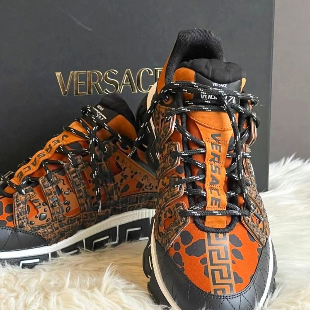 Versace Sneaker Vitello Stampa Dalmata Mix Material NEW